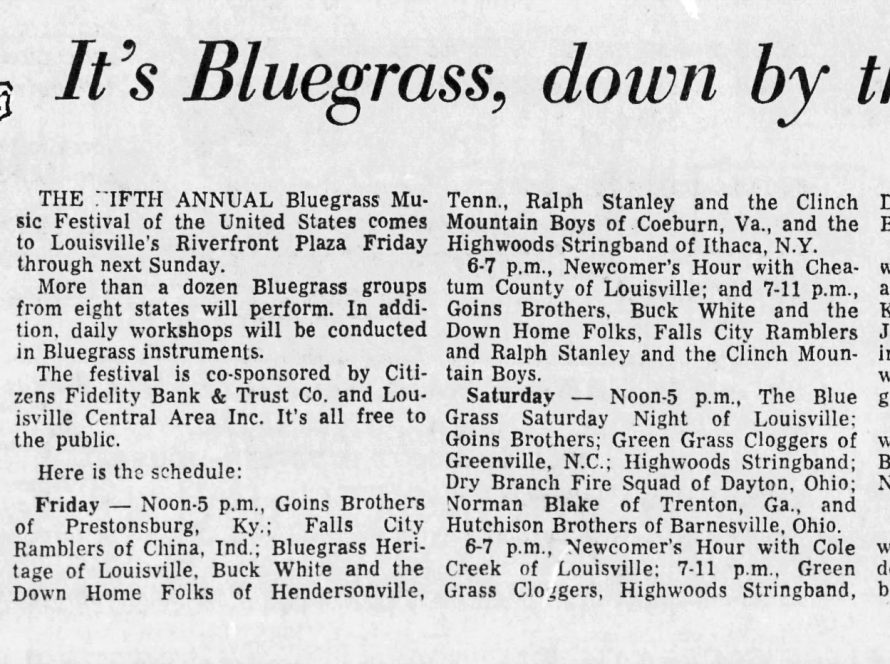 “Where Were You?” – The Bluegrass Festival of the United States at The Belvedere, in Louisville, Kentucky [June 5th, 1977]